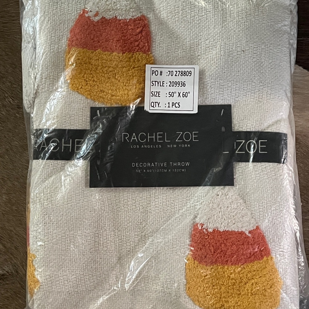 Rachel Zoe Festive Candy Corn Halloween Throw Blanket